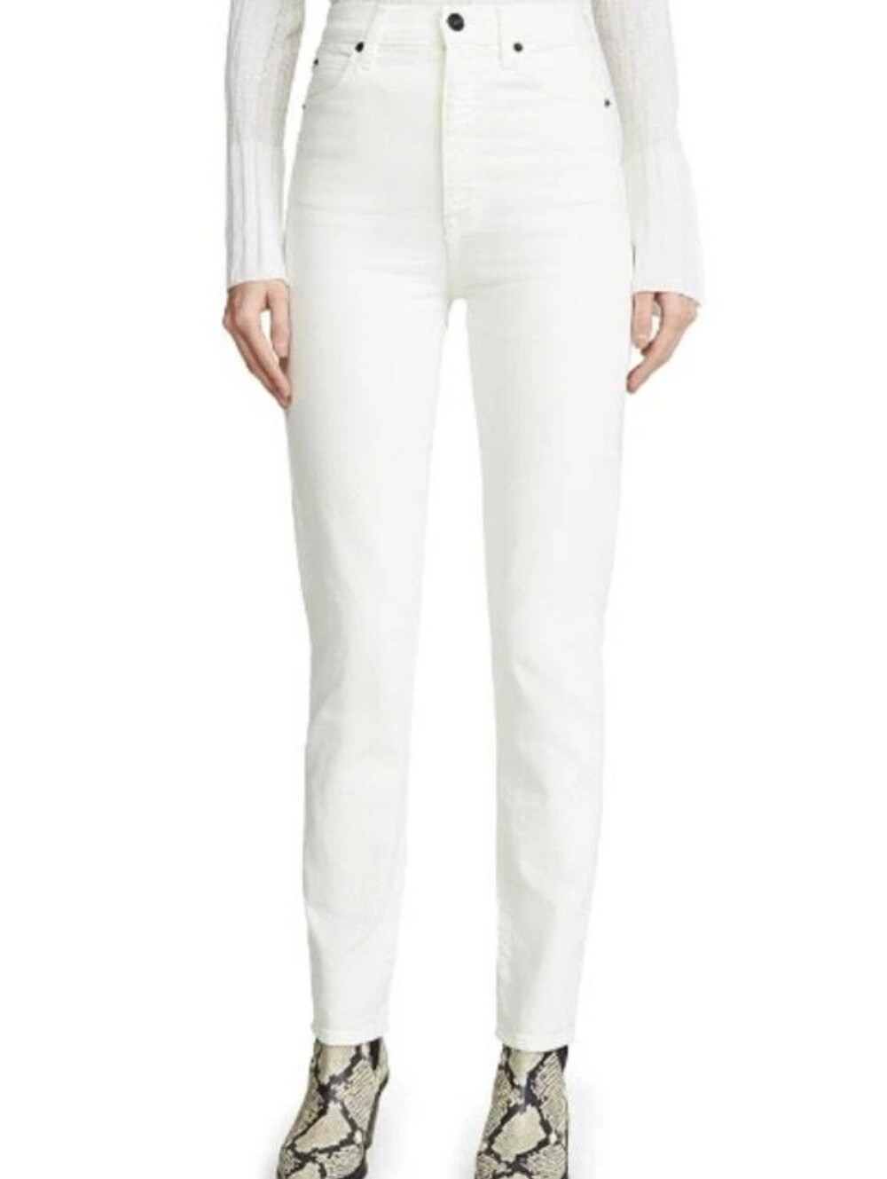 SLVRLAKE Beatnix Slim Fit High Rise Modern Ankle Jeans White Wash W 25 L26